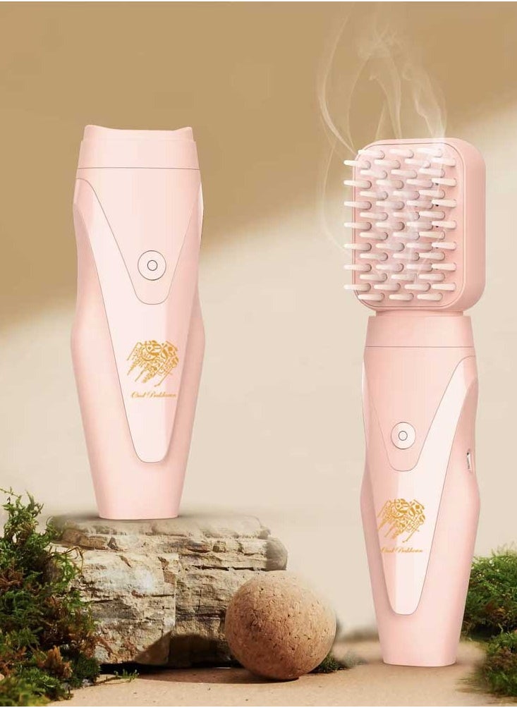 Oud Bakhoan Electric Oud Bakhoor Incense Burner with Soft Comb USB Rechargeable Incense Mabkhara New Version 3.0 Pink Color  - Image 1