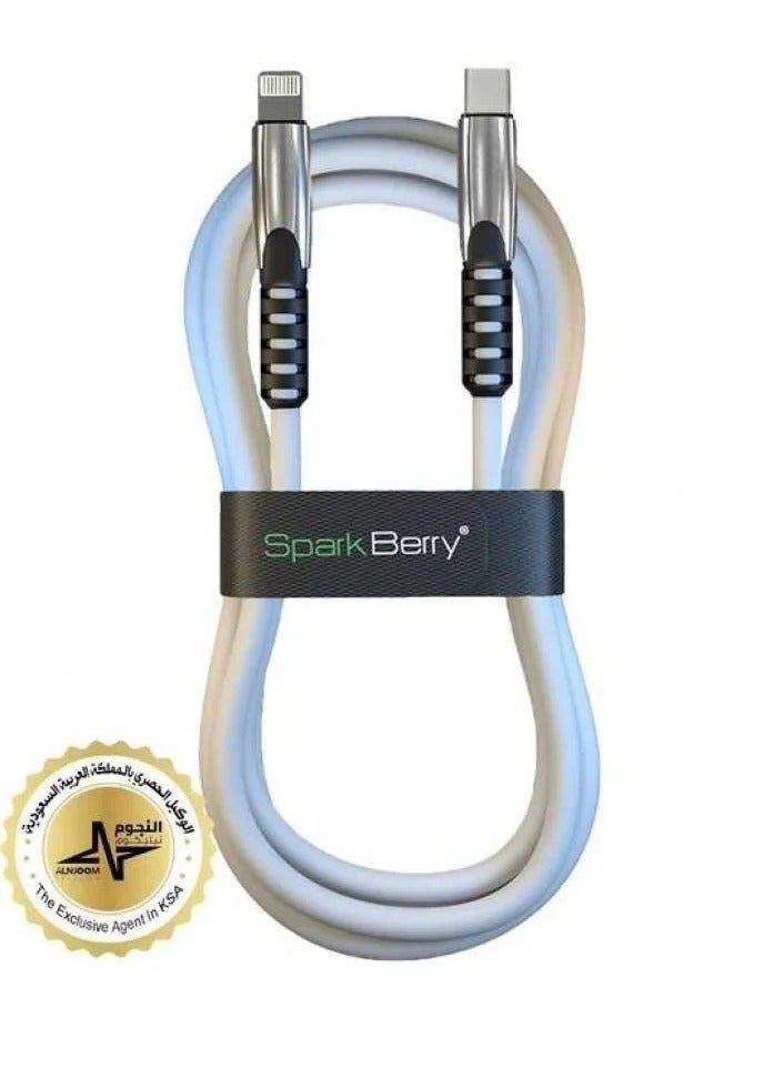 Spark berry PD Type C iPhone cable, 3A power, 1.20m long (white, black) - Image 1