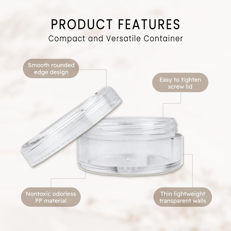 Pana 50 جرة أكريليك شفافة دائرية فارغة سعة 5 جرام - حاويات خالية من BPA لمستحضرات التجميل، اللوشن، الكريم، المكياج، الخرز، ظلال العيون، الأحجار الكريمة، العينات، الأواني، 5 جرام/5 مل (غطاء شفاف (50 جرة) - Image 3
