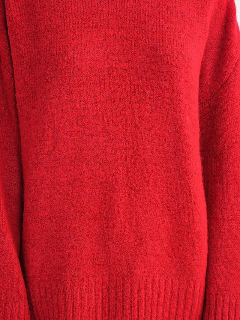 Mixray Oversized Ribbed Knit Sweater with Crew Neck - Image 4