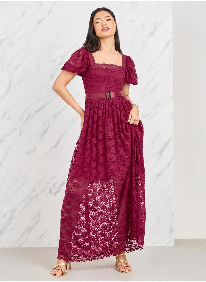 ستايلي Lace Belted Maxi Dress