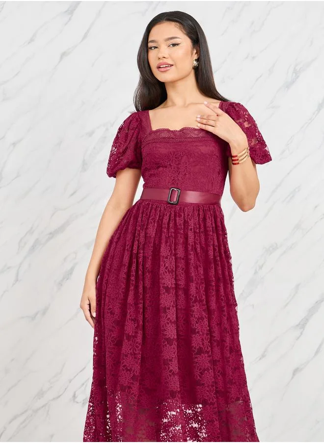 ستايلي Lace Belted Maxi Dress