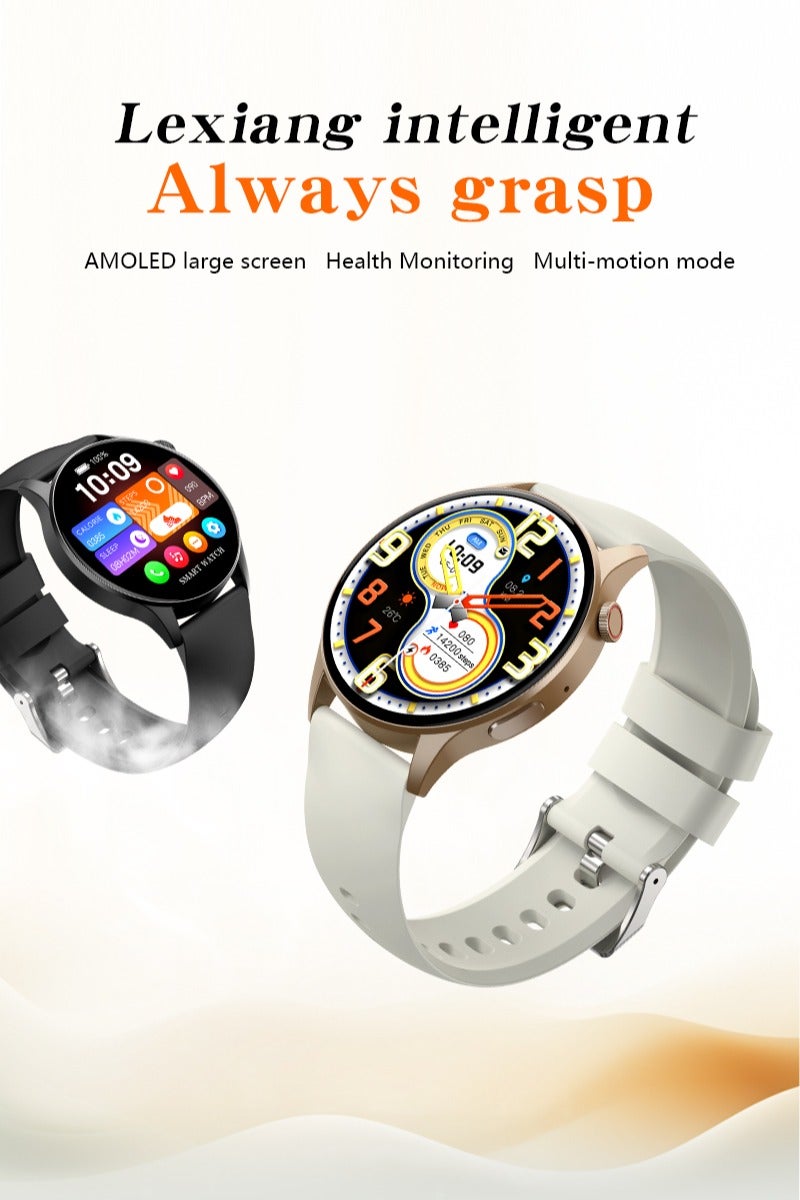 Smart Watch AMOLED Display Bluetooth Compatible Call Temperature Blood Pressure Sleep Monitoring Watch Blood Glucose Monitoring BLUE - Image 2