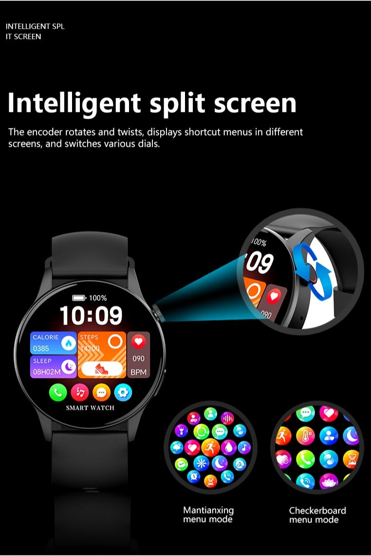 Smart Watch AMOLED Display Bluetooth Compatible Call Temperature Blood Pressure Sleep Monitoring Watch Blood Glucose Monitoring BLUE - Image 4