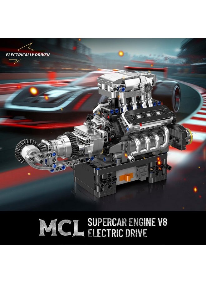 mould king Mould King V8 Engine Building Blocks Sets, V8 Engine Model kit That Run, Build Your Own STEM Model Engine, 8-Cylinder Car Engine Building Engineering Toys for Kids/Adults Collections(737+PCS)  - Image 2