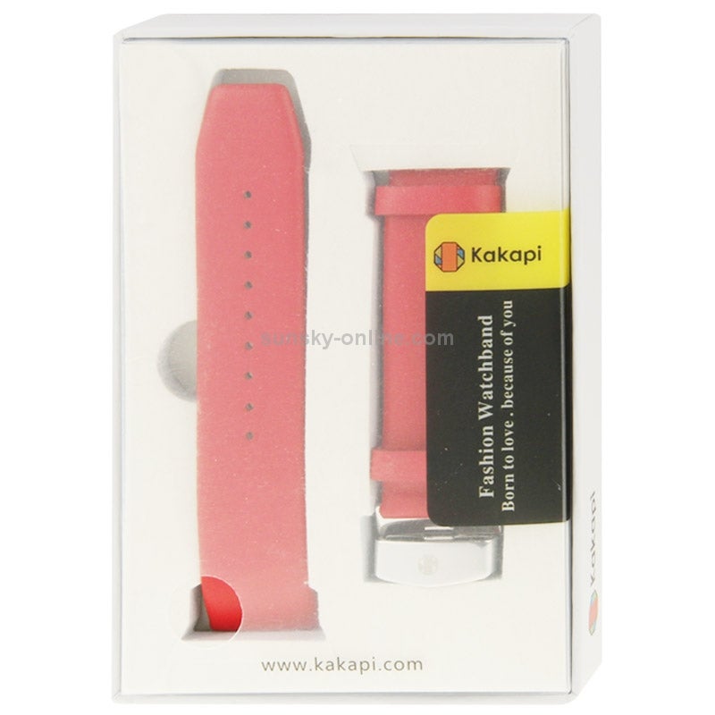 Kakapi for Apple Watch 42mm Subtle Texture Double Buckle Genuine Leather Watch Band, Only Used in Conjunction with Connectors (S-AW-3293)(Red)