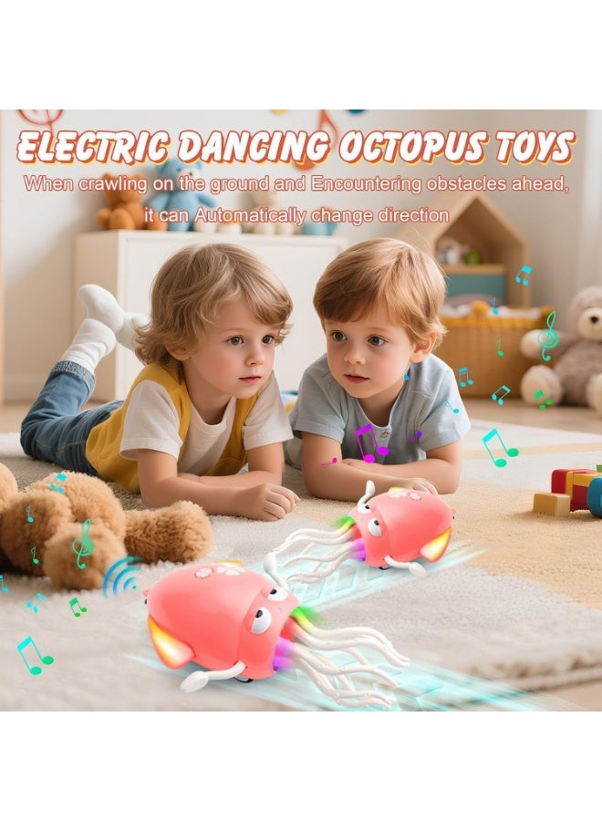 ST ZONE Squid Dance Electric Dancing Octopus Toy with LED Light & Music, Smart Crawling Baby Toy with Automatic Evasion, Fishing Rod & Tentacle Moves, Fun Tummy Time Toy for Kids & Toddlers - Image 3