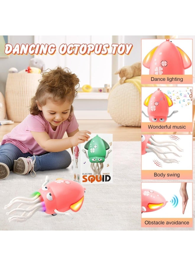 ST ZONE Squid Dance Electric Dancing Octopus Toy with LED Light & Music, Smart Crawling Baby Toy with Automatic Evasion, Fishing Rod & Tentacle Moves, Fun Tummy Time Toy for Kids & Toddlers - Image 5