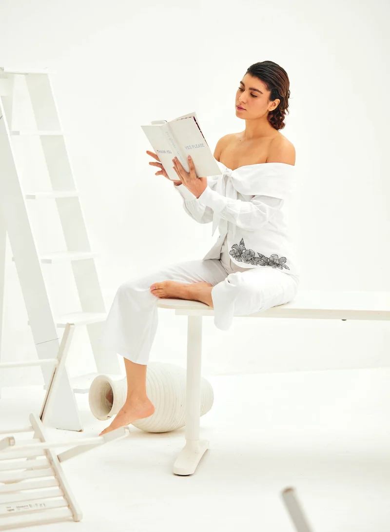 Ashita Fernandes Off-Shoulder Embroidered Garden Silhouette