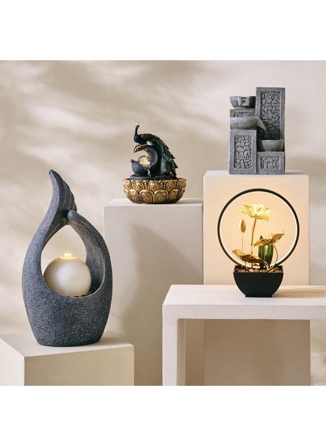 Peacock Fountain With Rolling Ball And Led Light 20X20X26 Cm