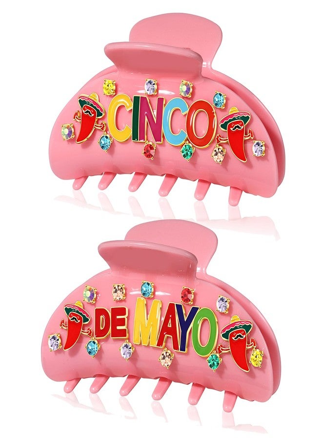 PHALIN Mexican Cinco De Mayo Hair Claw for Women Sombrero Chili Pinata Hair Clips Mexican Fiesta Outfits Cinco De Mayo Hair Accessories Gifts (Pattern D) - Image 1