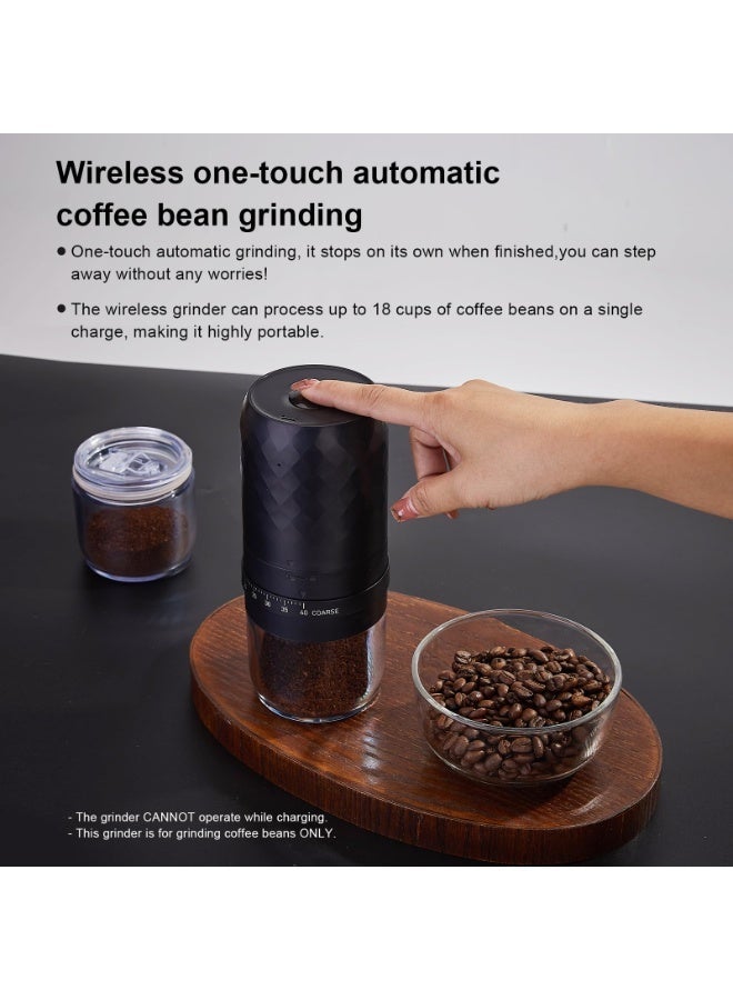 ميرتيب مطحنة قهوة كهربائية محمولة مع 40 إعداد طحن قابل للتعديل، طاحونة حبوب البن ذات ريشة مخروطية قابلة لإعادة الشحن، فرشة تنظيف، غطاء كوب القهوة المطحونة، للاستخدام المنزلي والسفر والتخييم - Image 2