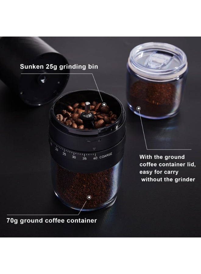ميرتيب مطحنة قهوة كهربائية محمولة مع 40 إعداد طحن قابل للتعديل، طاحونة حبوب البن ذات ريشة مخروطية قابلة لإعادة الشحن، فرشة تنظيف، غطاء كوب القهوة المطحونة، للاستخدام المنزلي والسفر والتخييم - Image 4