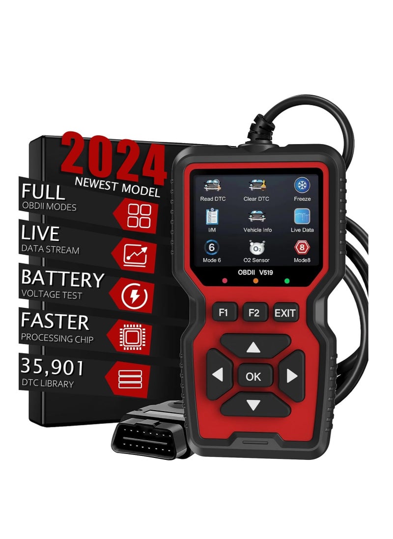Excefore - أداة تشخيص الماسح الضوئي OBD2، قارئ رمز فحص المحرك، الماسح الضوئي OBD2 مع إعادة الضبط، الوضع 6، الوضع 8 والاستعداد للفحص، أداة فحص تشخيص السيارة مع ضوء فحص المحرك التلقائي، لجميع سيارات OBDII بعد عام 1996 - Image 1