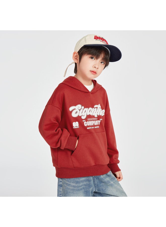 KANGAROO Pocket】boys' Casual Sportswear Hoodie, 2025 Spring American Letter Print Top For Toddlers And Older Children - Image 5