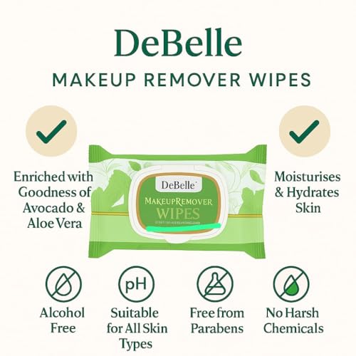 DeBelle Makeup Remover facial wet Wipes | Enriched with Aloe Vera & Avocado Extract | Alcohol-Free | Ultra-Soft Cleansing Wipes for Face, Eyes & Lips | Pack of 30 - Image 2