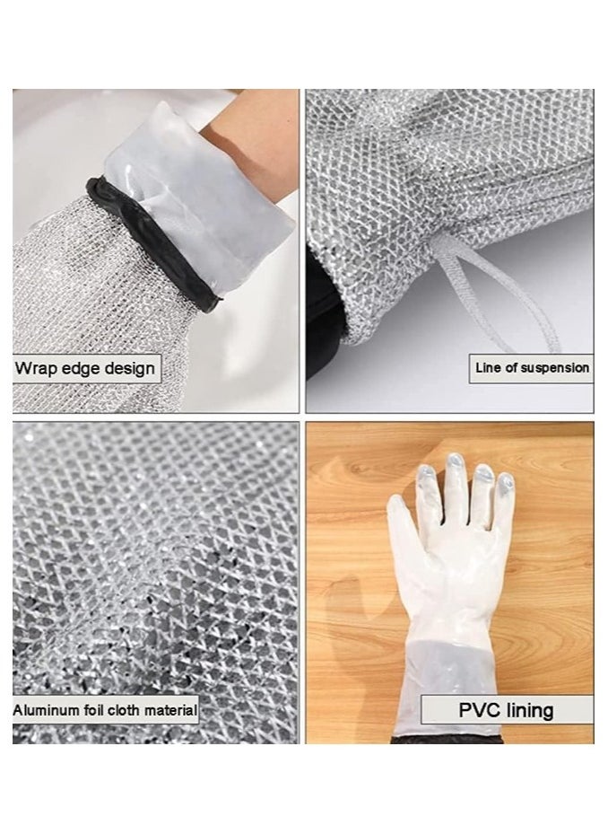 Generic 2pcs Wire Scouring Pad Replacement Gloves - Multicolor - Dishwashing Gloves - Wire Scouring Pad for Dishwashing and Kitchen Cleaning, Heat Insulated Waterproof Reusable Dishwashing Cleaning Tool, Skin Friendly Kitchen Gloves for Wiping Pots - Multipurpose Wet and Dry Wire Dishwashing Gloves, Non-Scratch Household Cleaning Gloves for Tableware Cleaning, Reusable Cleaning Gloves for Utensils - Steel Wire Scouring Pad Heat Insulated Kitchen Cleaning Gloves, Industrial Decontamination Tool - Innovative Alternative to Traditional Wire Scouring Pad (2 Pack) - Wire Scouring Pad Replacement  - Image 2