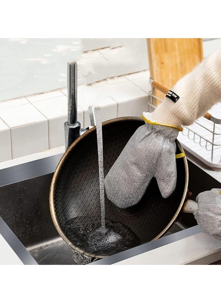 Generic 2pcs Wire Scouring Pad Replacement Gloves - Multicolor - Dishwashing Gloves - Wire Scouring Pad for Dishwashing and Kitchen Cleaning, Heat Insulated Waterproof Reusable Dishwashing Cleaning Tool, Skin Friendly Kitchen Gloves for Wiping Pots - Multipurpose Wet and Dry Wire Dishwashing Gloves, Non-Scratch Household Cleaning Gloves for Tableware Cleaning, Reusable Cleaning Gloves for Utensils - Steel Wire Scouring Pad Heat Insulated Kitchen Cleaning Gloves, Industrial Decontamination Tool - Innovative Alternative to Traditional Wire Scouring Pad (2 Pack) - Wire Scouring Pad Replacement  - Image 5