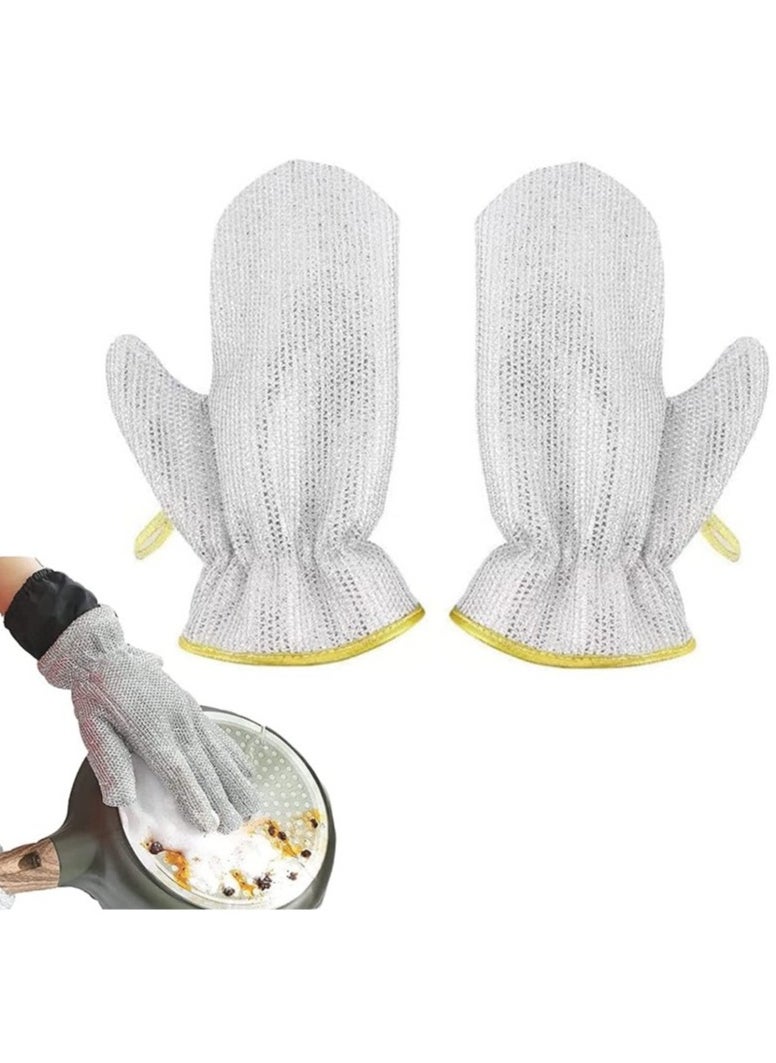 Generic 2pcs Wire Scouring Pad Replacement Gloves - Multicolor - Dishwashing Gloves - Wire Scouring Pad for Dishwashing and Kitchen Cleaning, Heat Insulated Waterproof Reusable Dishwashing Cleaning Tool, Skin Friendly Kitchen Gloves for Wiping Pots - Multipurpose Wet and Dry Wire Dishwashing Gloves, Non-Scratch Household Cleaning Gloves for Tableware Cleaning, Reusable Cleaning Gloves for Utensils - Steel Wire Scouring Pad Heat Insulated Kitchen Cleaning Gloves, Industrial Decontamination Tool - Innovative Alternative to Traditional Wire Scouring Pad (2 Pack) - Wire Scouring Pad Replacement  - Image 1