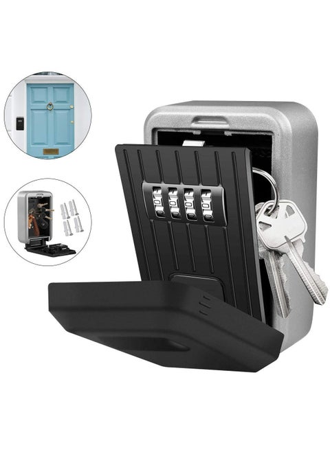 Lock Box With Password, Wall Mounted Key Safe - Large Capacity Sturdy Waterproof 4-Digit Combination Holder, Storage for House Keys, Resettable Code Security Outdoor Hider