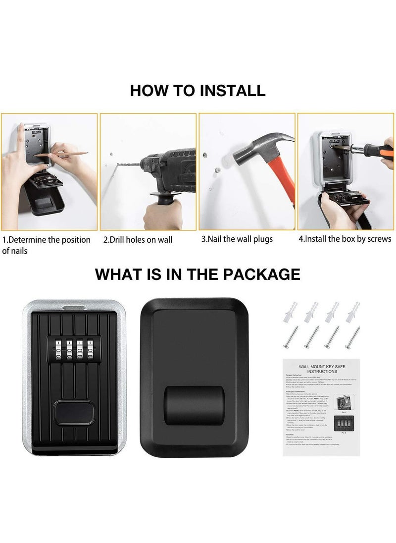 CMGTYYD - Lock Box With Password, Wall Mounted Key Safe - Large Capacity Sturdy Waterproof 4-Digit Combination Holder, Storage for House Keys, Resettable Code Security Outdoor Hider - Image 1