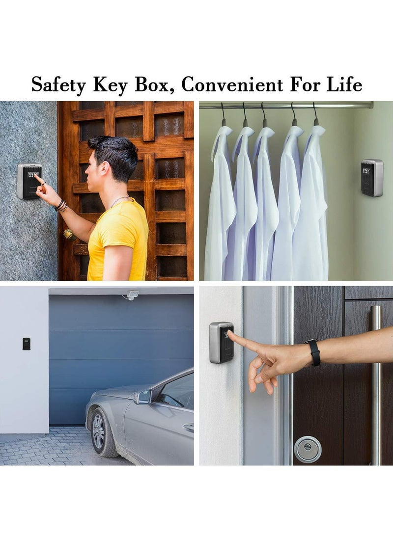 CMGTYYD - Lock Box With Password, Wall Mounted Key Safe - Large Capacity Sturdy Waterproof 4-Digit Combination Holder, Storage for House Keys, Resettable Code Security Outdoor Hider - Image 1
