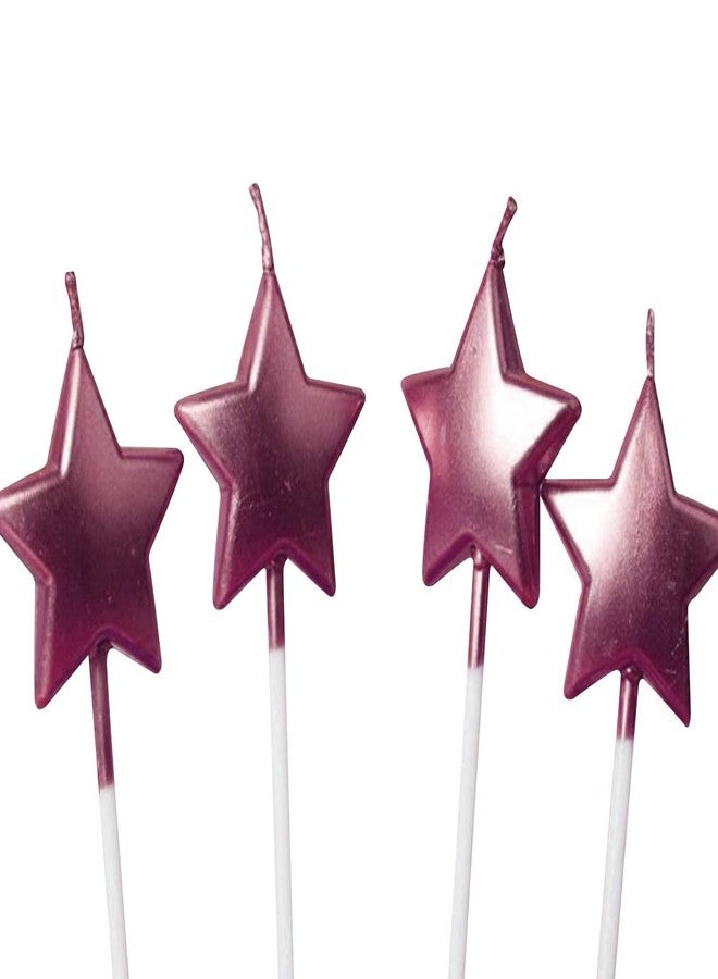 LUDALY 4Pcs Decorative Happy Birthday Candle Star Sticks Design Cake Topper Creative Birthday Cake Candle Party Décor (Rose Gold) - Image 1