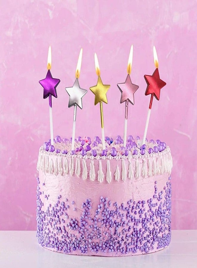 LUDALY 4Pcs Decorative Happy Birthday Candle Star Sticks Design Cake Topper Creative Birthday Cake Candle Party Décor (Rose Gold) - Image 3