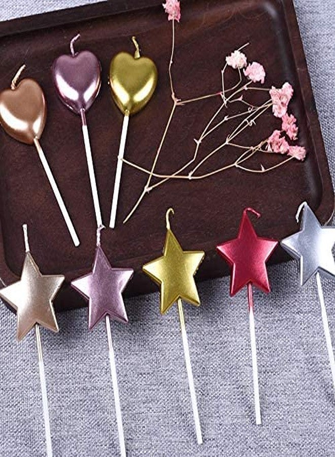 LUDALY 4Pcs Decorative Happy Birthday Candle Star Sticks Design Cake Topper Creative Birthday Cake Candle Party Décor (Rose Gold) - Image 2