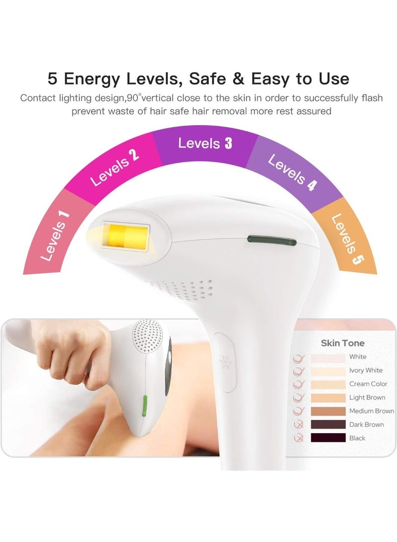 جهاز إزالة الشعر بالليزر IPL، 5 مستويات، 500,000 ومضة، جهاز إزالة الشعر الدائم، جهاز إزالة الشعر غير المؤلم، أبيض - Image 4