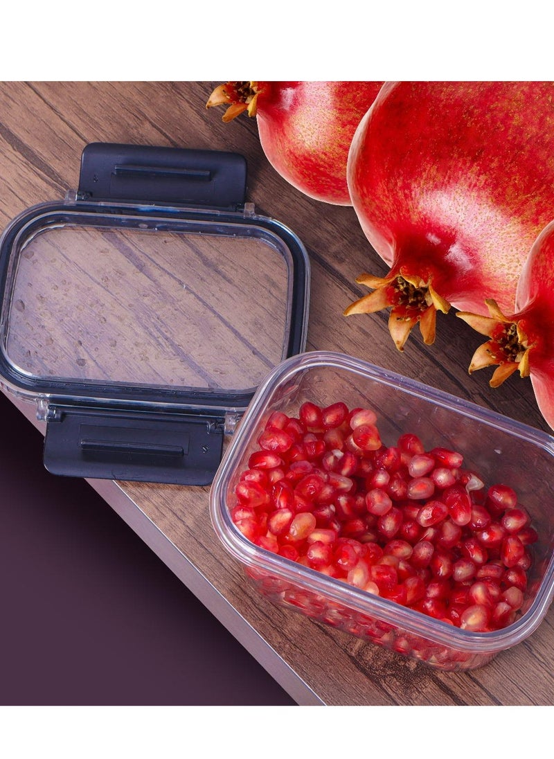 Phoenix - Acrylic Refrigerator Food Container,Food box Set of 3 Pieces with Airtight Lock - Clear Silicone Sides 3 * 400ml Turquoise - Image 1