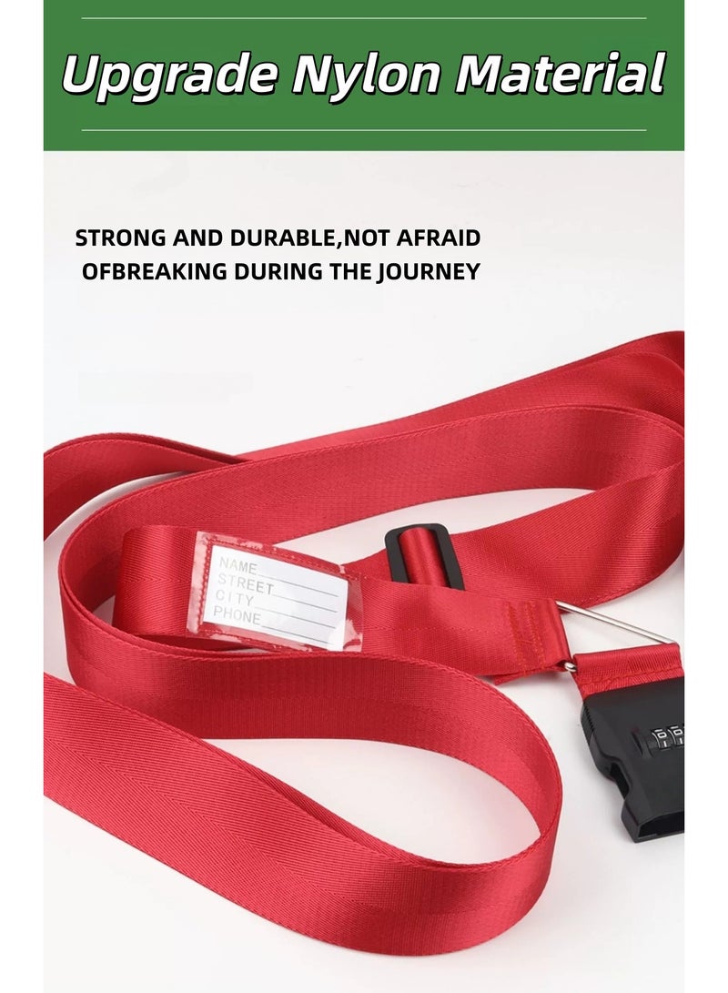 1 Pack Cross Luggage Straps Set with Name ID Cards, 1 Adjustable Password Locking Buckle with 2 PU Luggage Tags, Packing Travel Luggage Strap Set for Travel (Orange) - Image 2