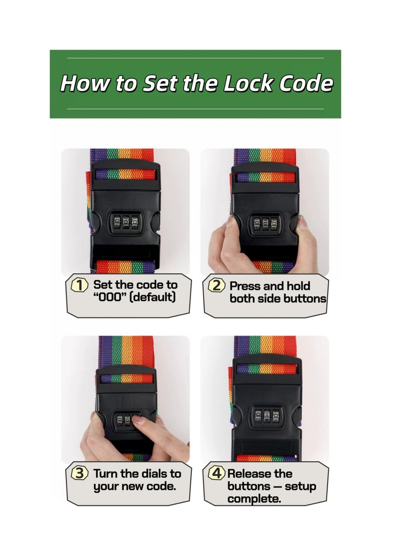 1 Pack Cross Luggage Straps Set with Name ID Cards, 1 Adjustable Password Locking Buckle with 2 PU Luggage Tags, Packing Travel Luggage Strap Set for Travel (Orange) - Image 5