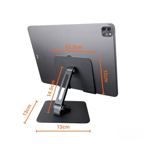 TARKAN 360 Degree Rotating Adjustable Metal Tablet Stand, Foldable Desk Mount Holder for Upto 12 Inch iPads & Tabs (Black) - Image 5
