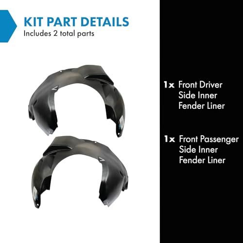TRQ Front Inner Fender Liner Set Compatible with 2005-2007 Jeep Grand Cherokee CH1248127 CH1249127 - Image 2