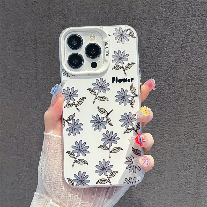 جراب هاتف آيفون 16 برو ماكس من آبل، مصنوع من مادة TPU المقاومة للصدمات، فاخر، بتصميم زهرة الأقحوان المرسومة يدويًا، جراب مقاوم للسقوط