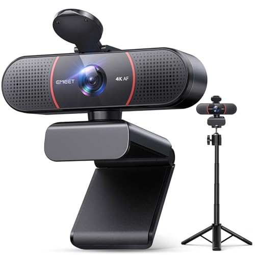 EMEET C960 4K Webcam with Tripod, 4K UHD Sony Sensor, 3 Adjustable Height Mini Tripod w/Privacy Cover, PDAF Auto Focus, Dual Noise-Cancelling Mics, Auto Light Correction, Perfect for Online Meetings - Image 1