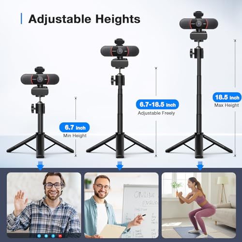 EMEET C960 4K Webcam with Tripod, 4K UHD Sony Sensor, 3 Adjustable Height Mini Tripod w/Privacy Cover, PDAF Auto Focus, Dual Noise-Cancelling Mics, Auto Light Correction, Perfect for Online Meetings - Image 2