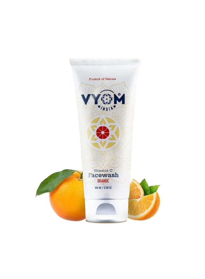 VYOM India Vitamin C Face Wash for Women & Men, Orange Face Wash for Glowing & Hydrating Skin,Improve Skin Tone, Fade Dark Spots, Sulphate & Paraben Free, Organic & Herbal, for All Skin Type 100ML - Image 1