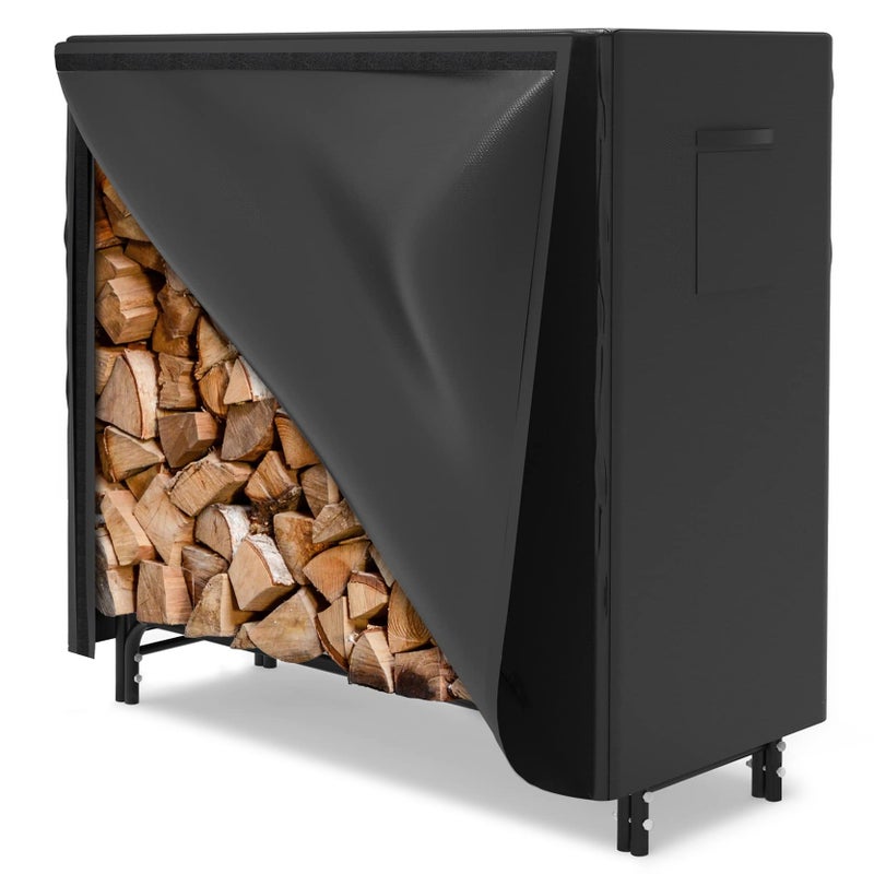 WALMANN 4ft Firewood Log Rack with Cover Outdoor, Heavy Duty Firewood Rack With Weather Resistant 600D Oxford Fabric Cover, Indoor/Outdoor Wood Racks for Fire Wood - Image 1