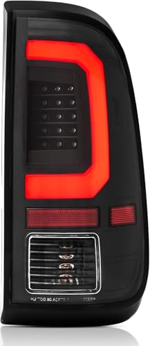 corkiauto LED Tail Light Assembly Compatible with 2008-2016 Ford F250 F350 Super Duty Taillights Rear Brake Lamp,Black Housing white C-Type LED Tube,Clear Lens - Image 3
