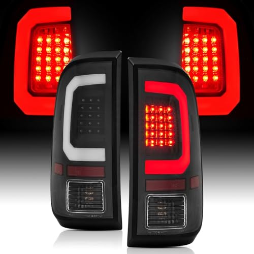 corkiauto LED Tail Light Assembly Compatible with 2008-2016 Ford F250 F350 Super Duty Taillights Rear Brake Lamp,Black Housing white C-Type LED Tube,Clear Lens - Image 5