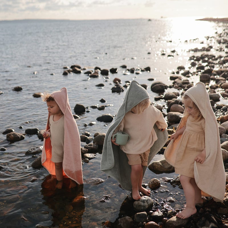 mushie Baby Hooded Towel | Organic Cotton (Fog) - Image 5