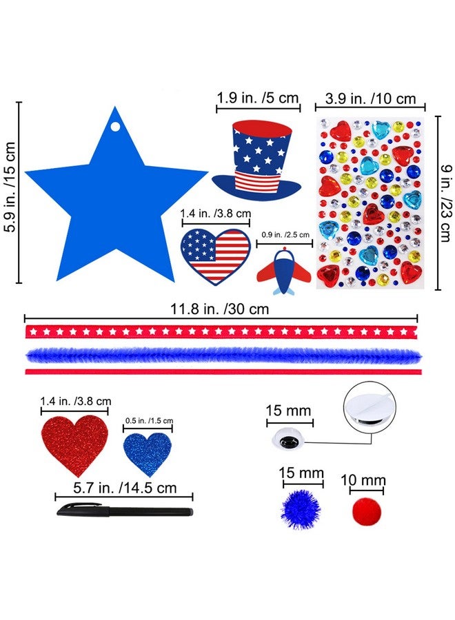 Winlyn 18 Sets 4th of July Craft Kits Patriotic Kids Crafts DIY Patriotic Star Ornaments Decorations Art Sets Red White Blue Star Foam Shapes Patriotic Foam Stickers for Classroom Party Activities - Image 2