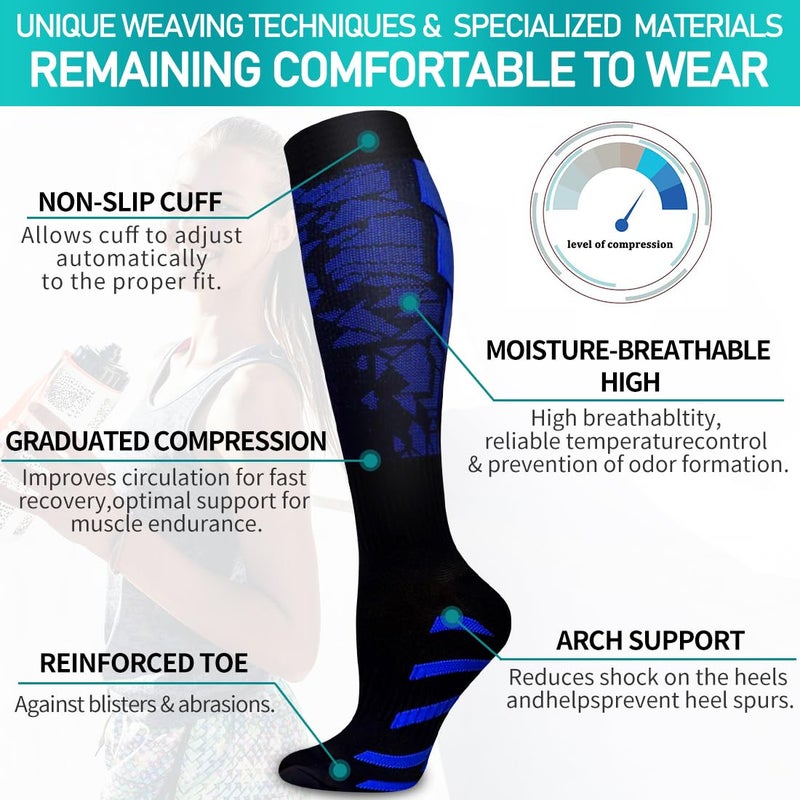 COOLOVER Copper Compression Socks for Women and Men(6 Pairs)-Best Support for Running, Athletic, Nursing, Travel - Image 5