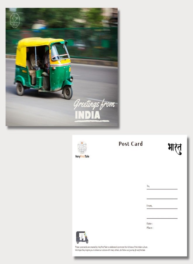 VERYFIRSTTALE India Postcards | Greetings From India - Kolkata Auto Postcard | Pack of 5 | Postcard From India | Indian Souveniers | Glossy Finish | 14 cms x 10.7 cms with FREE Envelopes | Postcards of India - Image 5