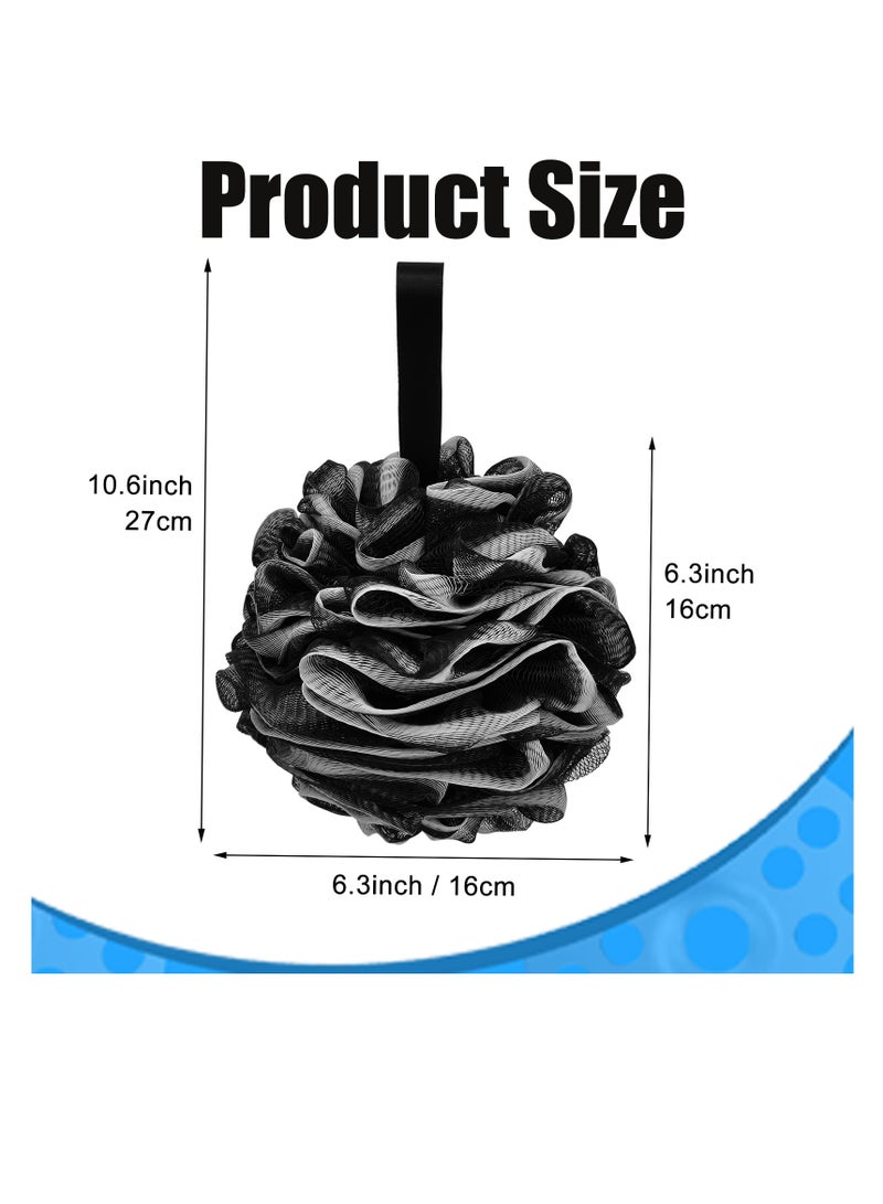 Bath Shower Loofah Sponge, 60g Mesh Pouf Shower Ball, Set of 4, Black - Image 2