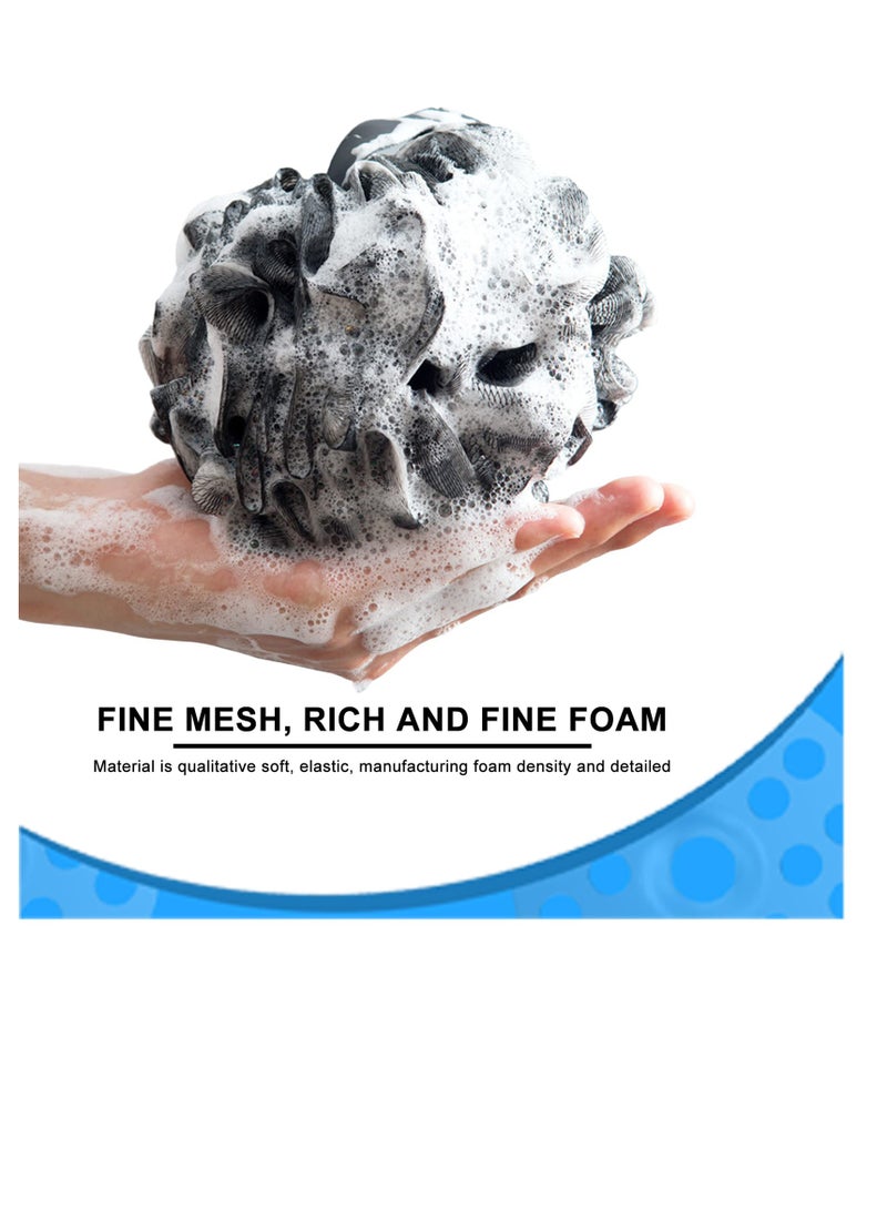 Bath Shower Loofah Sponge, 60g Mesh Pouf Shower Ball, Set of 4, Black - Image 4