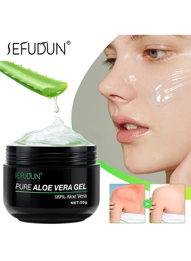 Sefudun Pure Aloe Vera Gel，99.9% Organic Aloe Vera Gel For Face, Hair, Sunburn Relief, Pure Aloe Vera Soothing Gel For Skin Care, Acne, After Sun Repair, After Shave, No Sticky Residue, Moisturizing Quick Absorbing 50g  - Image 1