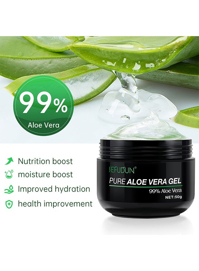 Sefudun Pure Aloe Vera Gel，99.9% Organic Aloe Vera Gel For Face, Hair, Sunburn Relief, Pure Aloe Vera Soothing Gel For Skin Care, Acne, After Sun Repair, After Shave, No Sticky Residue, Moisturizing Quick Absorbing 50g  - Image 3